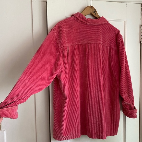 L.L. BEAN 100% Cotton Pink Wide Wale Corduroy Work Shirt Chore Coat - Picture 2 of 4